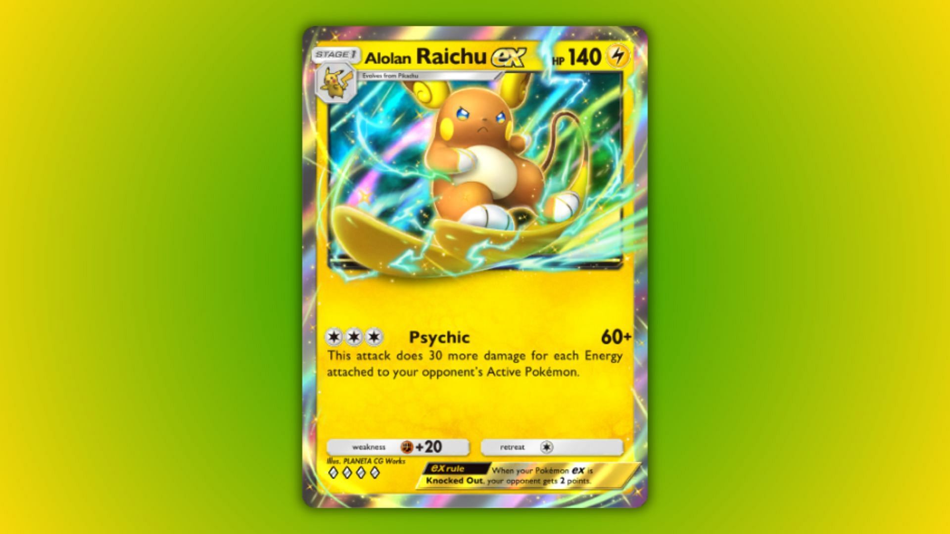 Alolan Raichu ex's card as seen in the game (Image via The Pokemon Company)